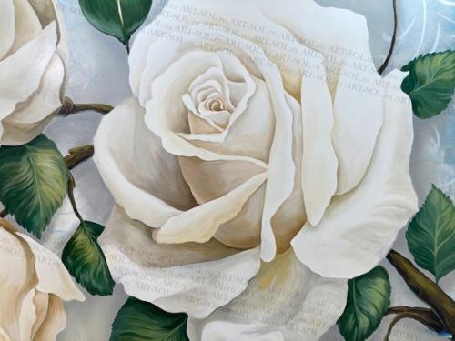 Фотографии росписи с розами в спальне. 04