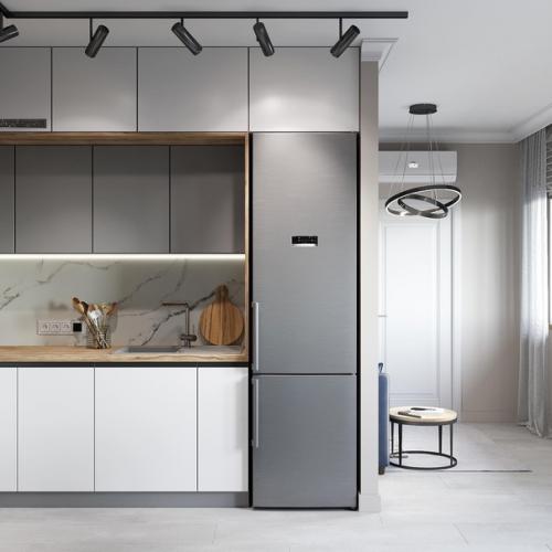 Стильная и современная кухня - гостиная из проекта kd_новоорловский_22. 02