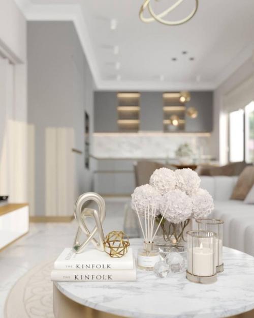 Современный интерьер кухни - гостиной и прихожей из одного проекта. 03