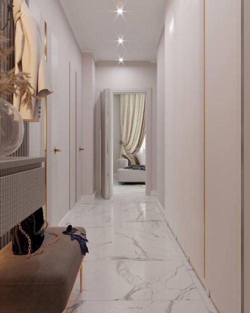 Современный интерьер кухни - гостиной и прихожей из одного проекта. 08