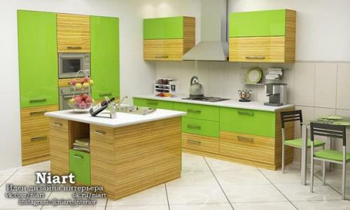 Салатовый цвет в интерьере кухни. 07