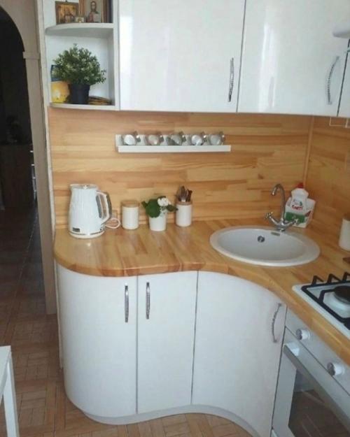 Приятный дизайн небольшой кухни с маленьким бюджетом. 02