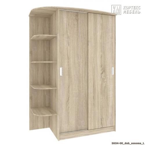 Компактный 2-х дверный шкаф для одежды на два отделения равной ширины с боковой консолью. 05 Компактный 2-х дверный шкаф для одежды на два отделения равной ширины с боковой консолью. 05