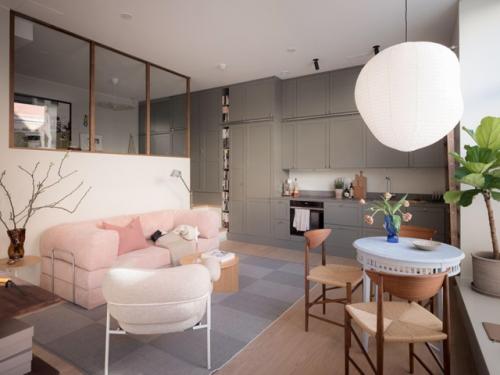 Интерьер скандинавской квартиры - студии 43 м 2 в доме начала 20 века. 02