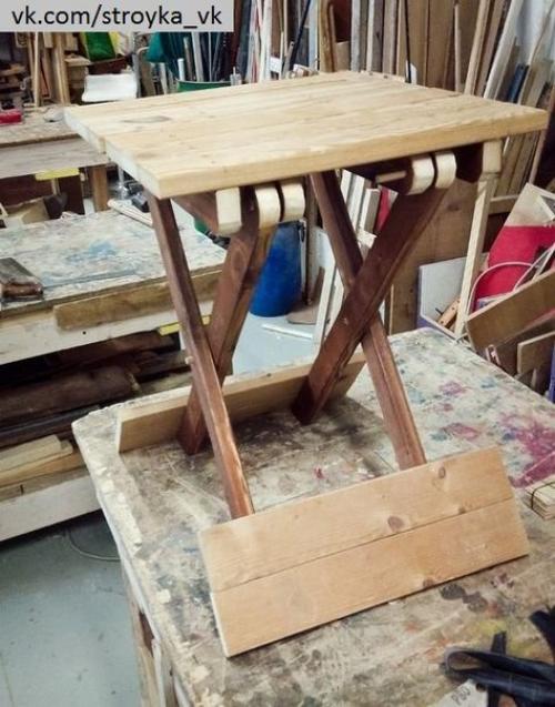 Складной стол.  Стол, который мы предлагаем сделать в данном мастер-классе, не претендует на оригинальность, но вот оспорить его удобство сложно. 06