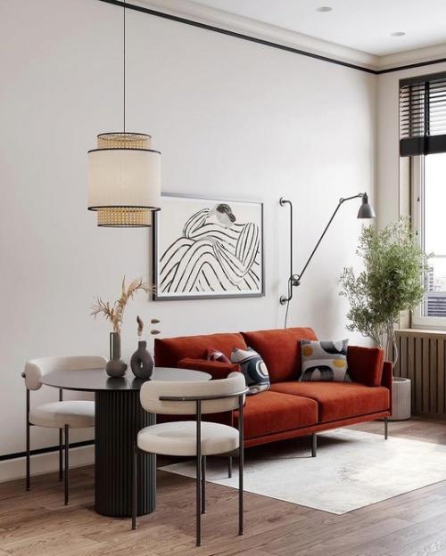 Интерьер однокомнатной квартиры с рабочими зонами. 06