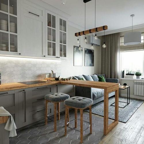 Гостиная, совмещённая с кухней.