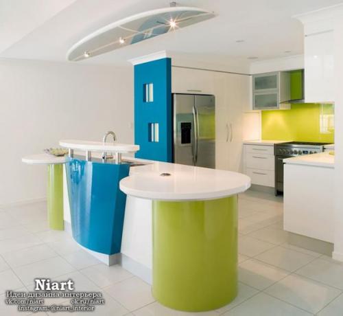 Салатовый цвет в интерьере кухни. 06