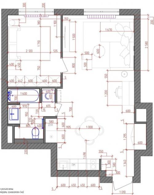 Интерьер 1-комнатной квартиры 46, 4 кв. 09