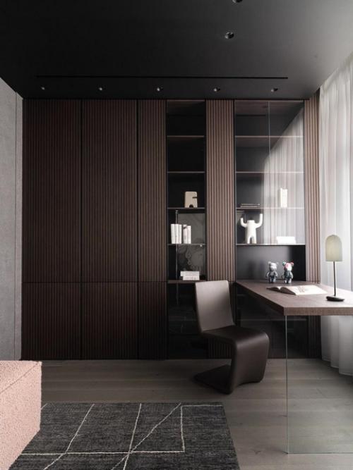 Современная квартира с чёрным потолком. 02