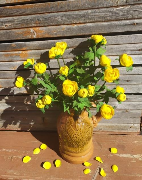 Яркие, жёлтые купальницы, словно маленькие бубенчики расцвели у меня. 05