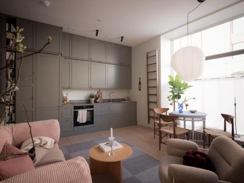 Интерьер скандинавской квартиры - студии 43 м 2 в доме начала 20 века. 01