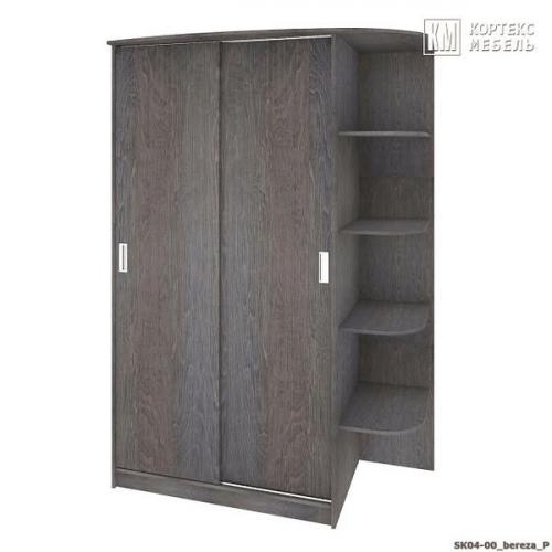 Компактный 2-х дверный шкаф для одежды на два отделения равной ширины с боковой консолью. 04 Компактный 2-х дверный шкаф для одежды на два отделения равной ширины с боковой консолью. 04