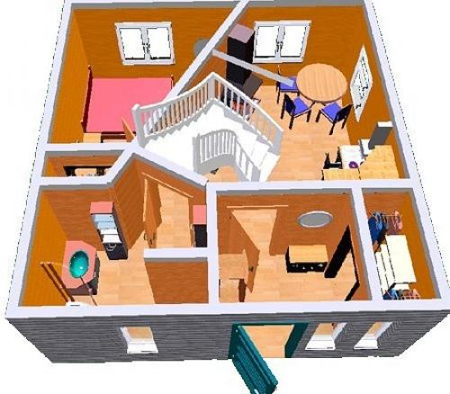 Расположение лестницы в доме. 01