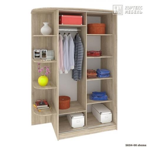 Компактный 2-х дверный шкаф для одежды на два отделения равной ширины с боковой консолью. 09 Компактный 2-х дверный шкаф для одежды на два отделения равной ширины с боковой консолью. 09