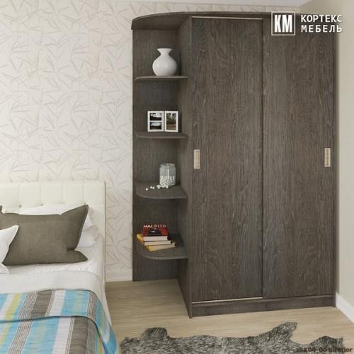 Компактный 2-х дверный шкаф для одежды на два отделения равной ширины с боковой консолью. 01 Компактный 2-х дверный шкаф для одежды на два отделения равной ширины с боковой консолью. 01