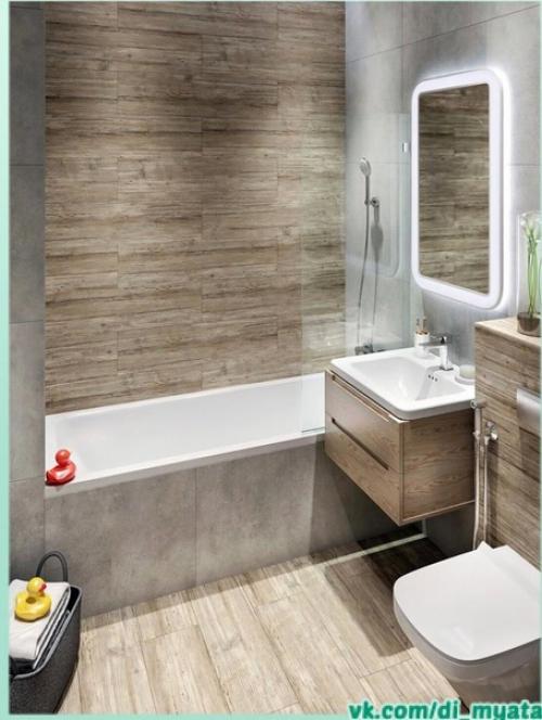 Стильный дизайн. Для небольшой ванной комнаты. 01