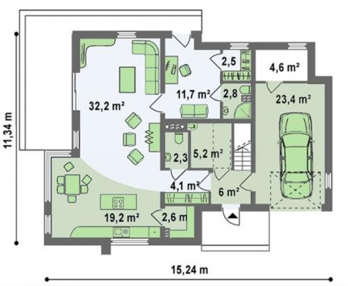 Стильный загородный коттедж. 02