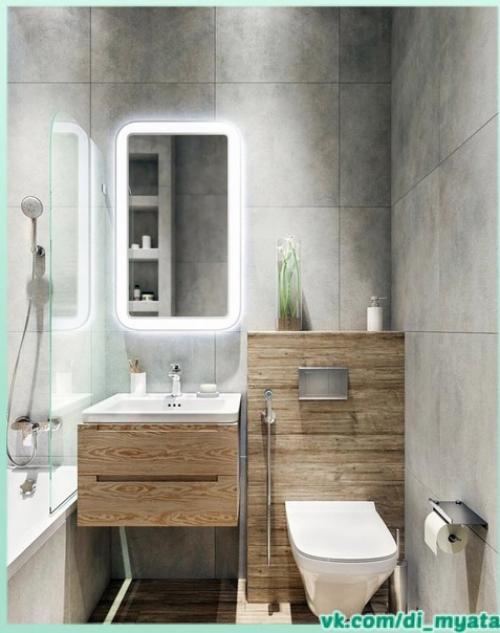 Стильный дизайн. Для небольшой ванной комнаты. 03