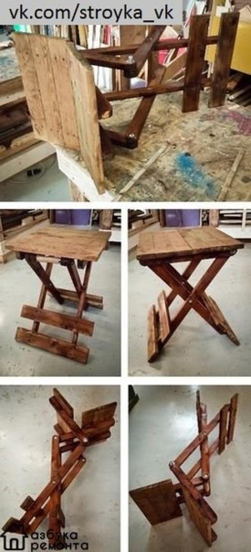 Складной стол.  Стол, который мы предлагаем сделать в данном мастер-классе, не претендует на оригинальность, но вот оспорить его удобство сложно. 05