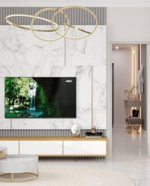 Современный интерьер кухни - гостиной и прихожей из одного проекта. 06