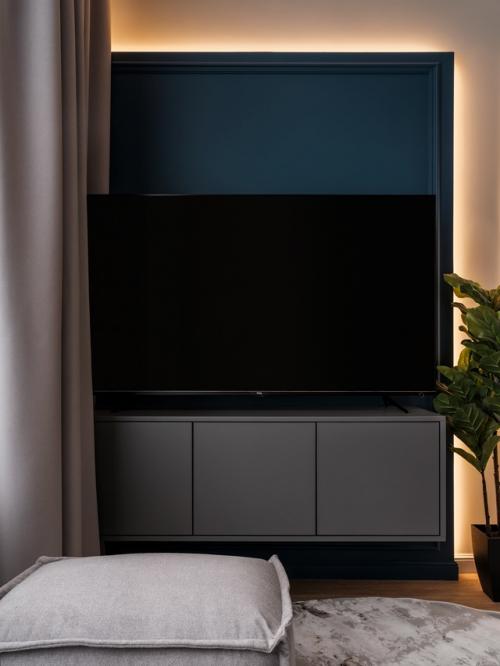 Интерьер однокомнатной квартиры 34 м 2 в ЖК серебряный фонтан в Москве. 09