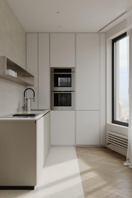 Светлый проект 1-комнатной квартиры нестандартной планировки 53 м 2 в Москве. 07