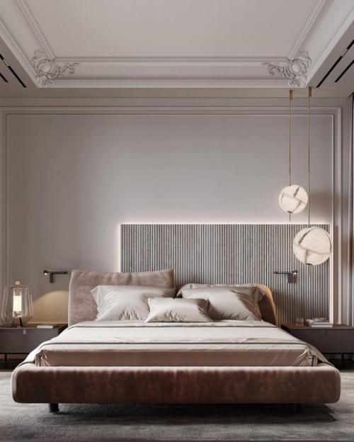 Шикарный проект спальни с ванной комнатой (за стеклянными перегородками) и гардеробной в современном стиле общая площадь - 37 кв. 01