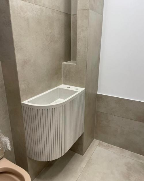 Оригинальный дизайн для ванной: раковина с тумбой из бетона! 01