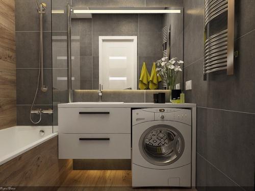 Дизайн квартиры в 50 метров, серый цвет и дерево. 03