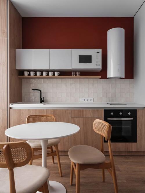 Интерьер однокомнатной квартиры 34 м 2 в ЖК серебряный фонтан в Москве. 01