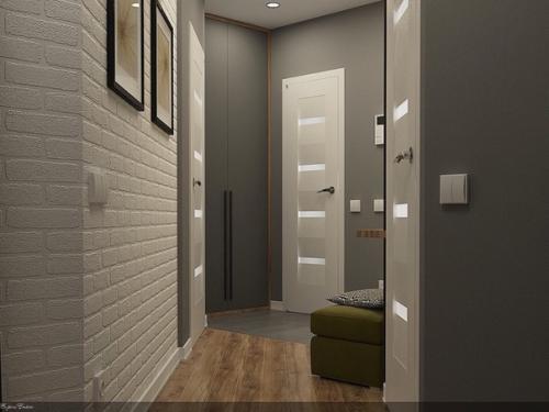 Дизайн квартиры в 50 метров, серый цвет и дерево. 08