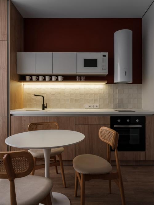 Интерьер однокомнатной квартиры 34 м 2 в ЖК серебряный фонтан в Москве. 02