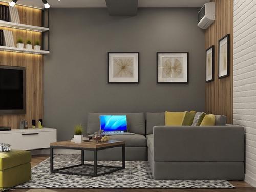 Дизайн квартиры в 50 метров, серый цвет и дерево. 06