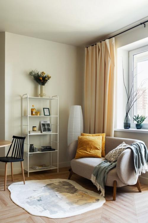 Яркий интерьер квартиры - студии 35 м 2 (38, 8 м 2 с лоджией) в Мытищах, мо. 07