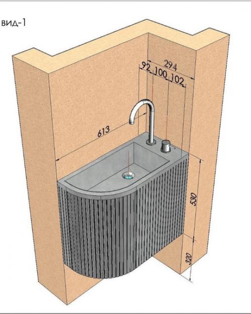 Оригинальный дизайн для ванной: раковина с тумбой из бетона! 03