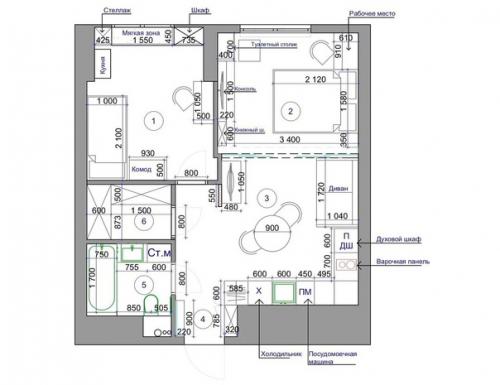 Очень интересный интерьер небольшой квартиры. 09