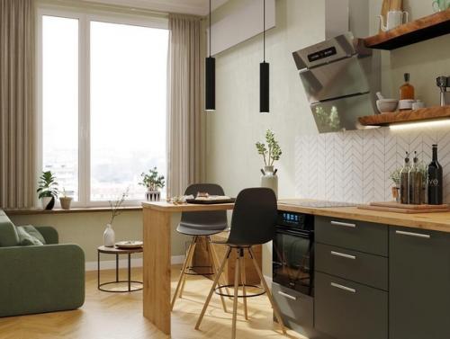 Проект студии с просторной гардеробной для молодой пары. 01