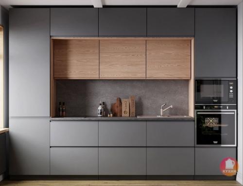 Брутальная серая кухня в квартире - студии площадью 38 кв. 01