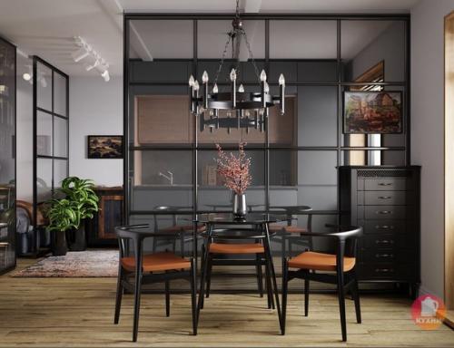 Брутальная серая кухня в квартире - студии площадью 38 кв. 02