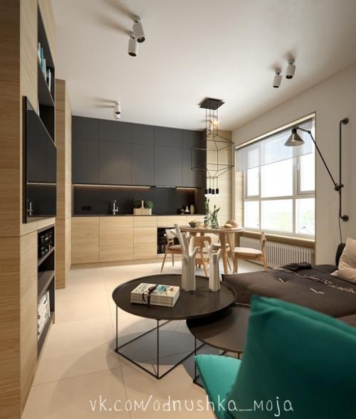 Эклектичный интерьер квартиры - студии в Санкт-петербурге. 01