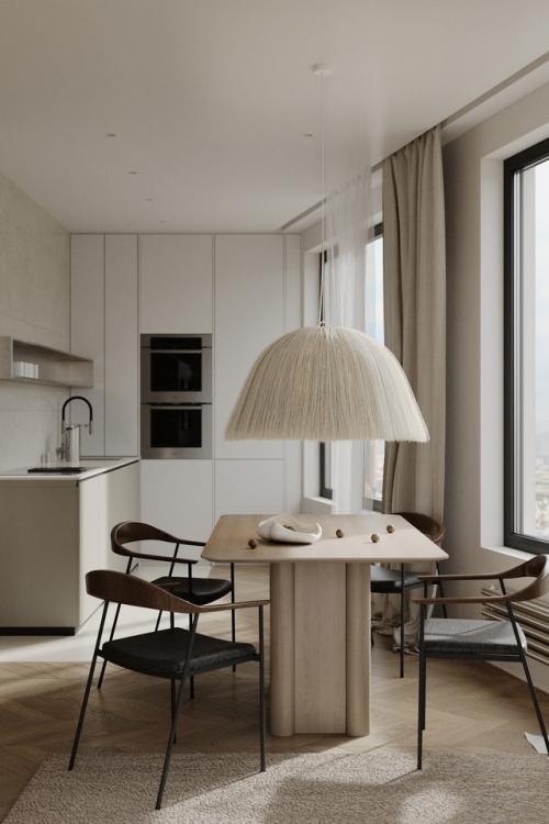 Светлый проект 1-комнатной квартиры нестандартной планировки 53 м 2 в Москве. 05