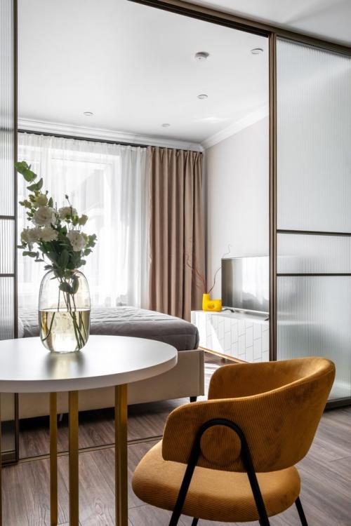 Интерьер квартиры - студии 29 м 2 в ЖК любовь и голуби в Москве. 09