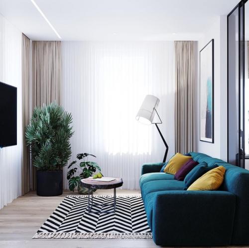 Интерьер квартиры.  Дизайнеры пространство с помощью стеклянных перегородок расширили. 04