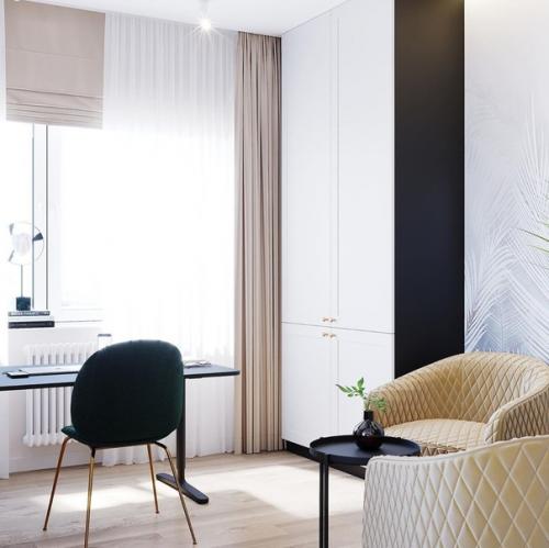 Интерьер квартиры.  Дизайнеры пространство с помощью стеклянных перегородок расширили. 09