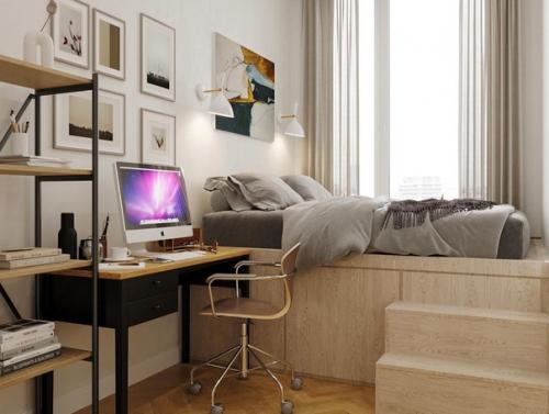 Проект студии с просторной гардеробной для молодой пары. 05