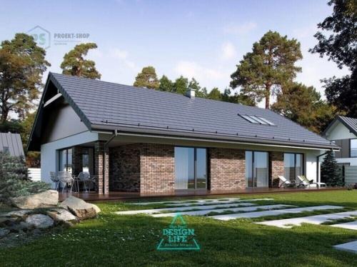 Одноэтажный дом со вторым светом + интерьер. 01