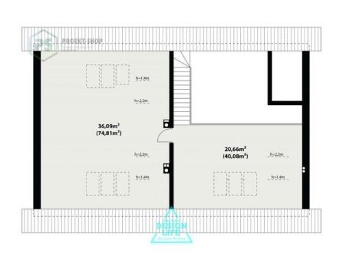 Одноэтажный дом со вторым светом + интерьер. 03