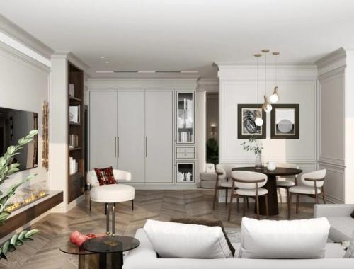 Прихожая, постепенно переходящий в пространство гостиной - кухни. 02