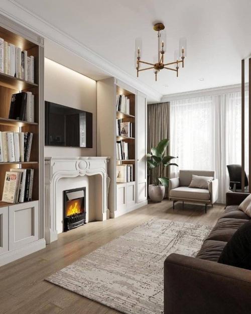 Два варианта гостиной, в светлых и тёмных тонах. 01